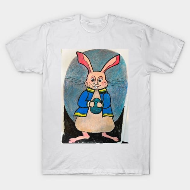 Bunny in Blue Jacket T-Shirt by Visuddhi